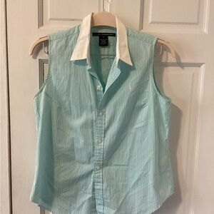 Ralph Lauren Golf Aqua and White Striped Shirt
